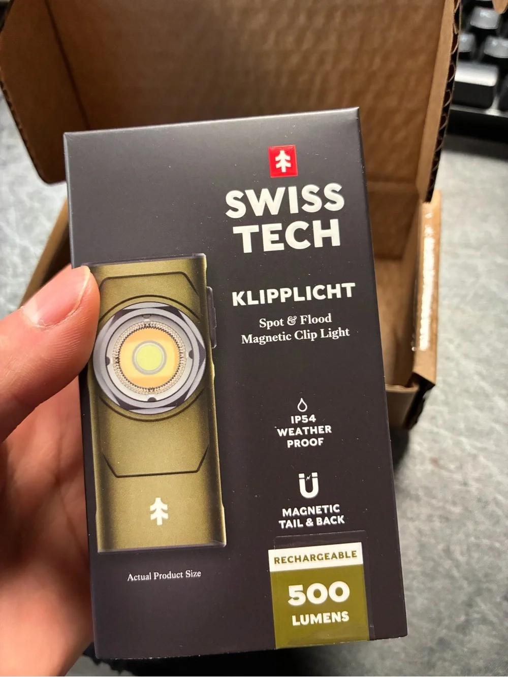 Swiss Tech Klipplight Rechargeable Clip Light - Olive Green new